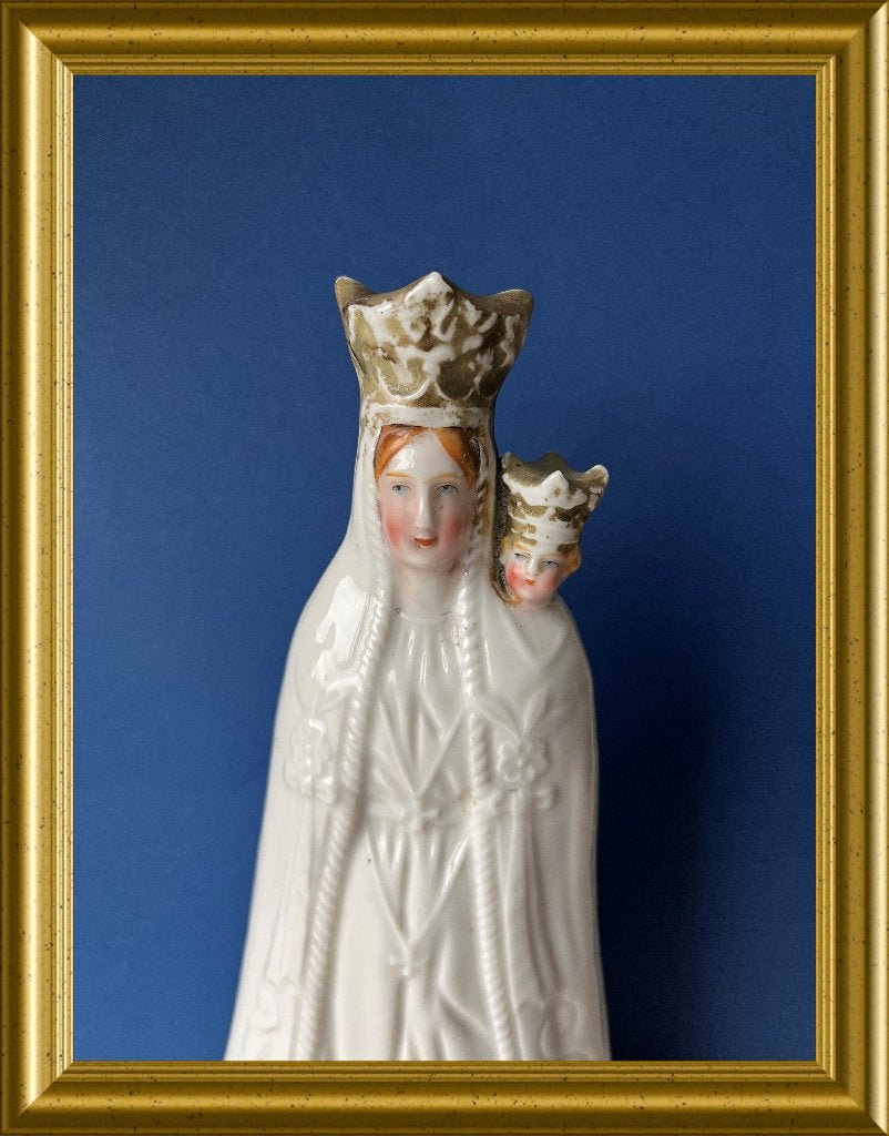 Antiek porseleinen maria met kind beeldje, Antiek en Kunst, Ophalen of Verzenden