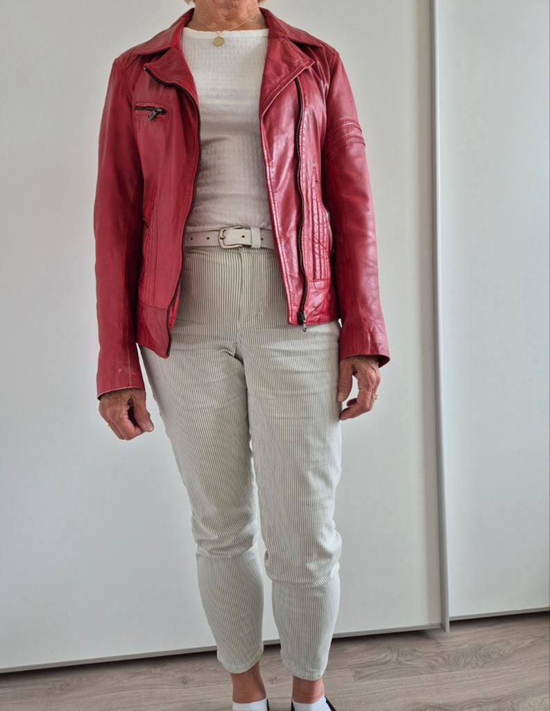 Carlo Sacchi Rode Leren Jas Maat 38, Ophalen of Verzenden, Maat 38/40 (M), Rood