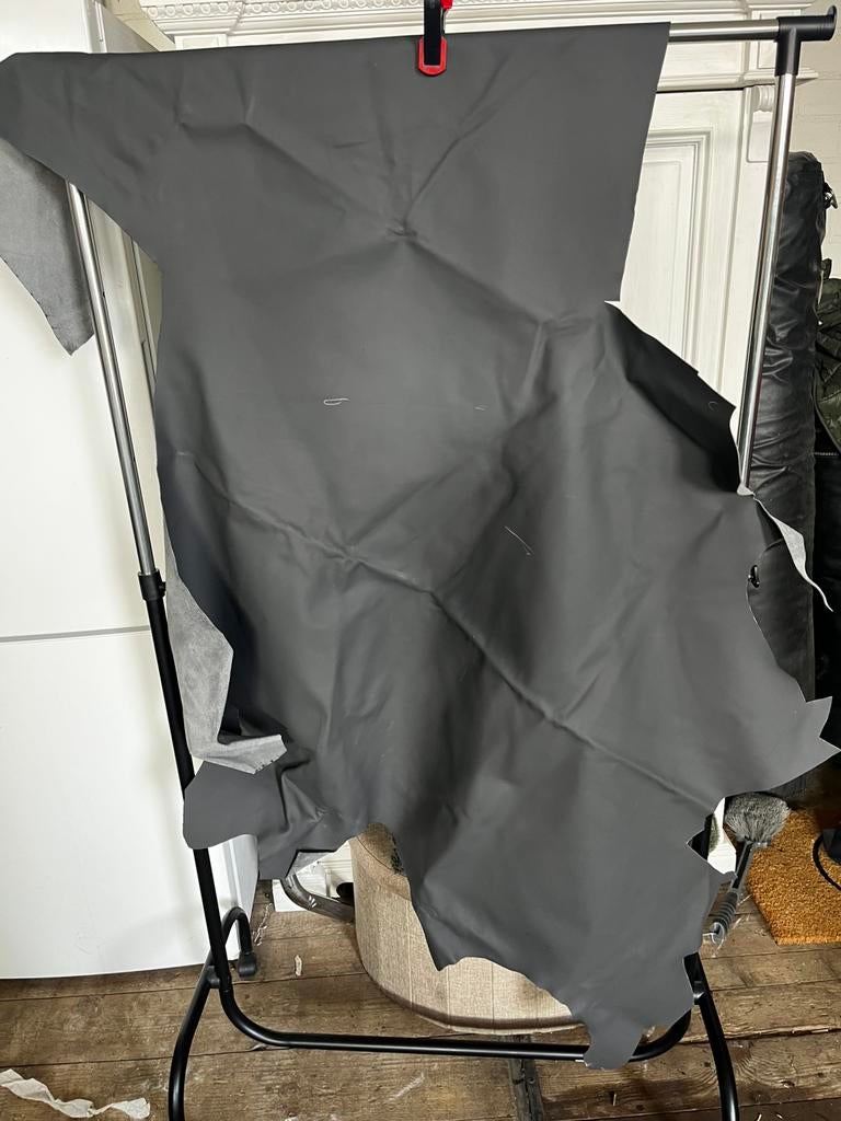 Lap leer nappa donker grijs/ zwart, Leer of Kunstleer, Ophalen of Verzenden, Zo goed als nieuw, 30 tot 120 cm