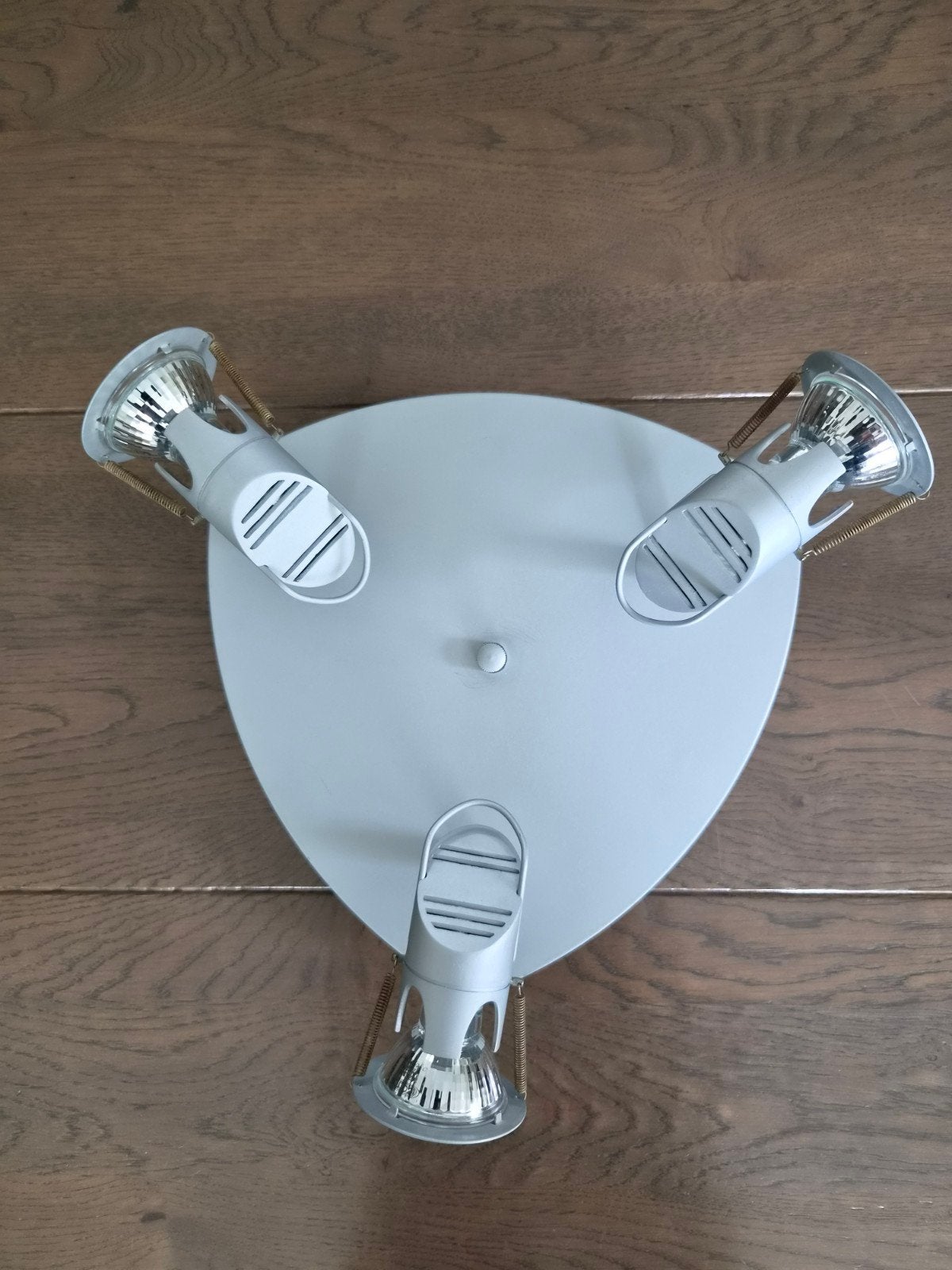 plafondspot met 3 verstelbare spots, grijs metaal, Ophalen, Halogeen, Gebruikt, GU10
