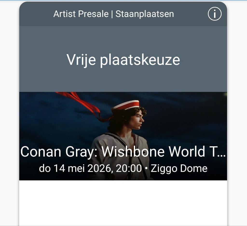 2X STAAN PLAATSEN CONAN GRAY 14 MEI, Tickets en Kaartjes, Concerten | Pop, Twee personen, Mei