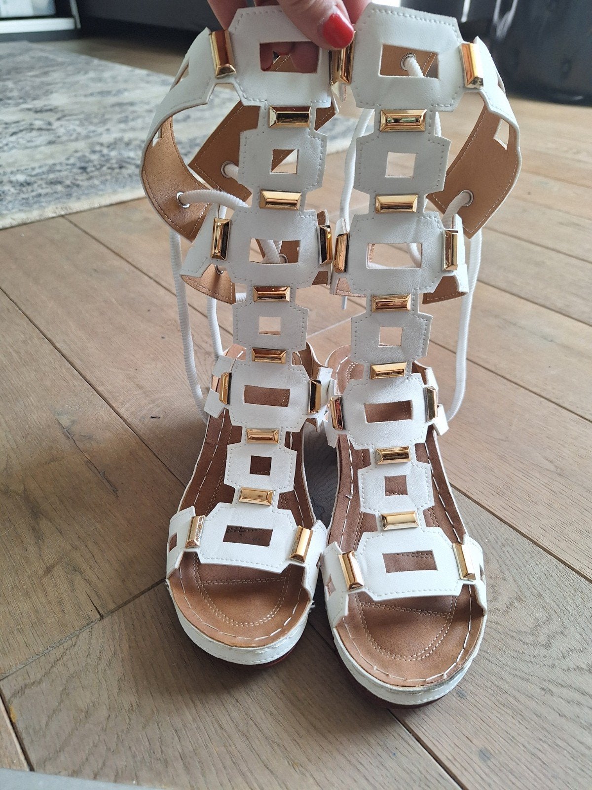 Witte Gladiator Sandalen met Gouden Details - Maat 39, Ophalen of Verzenden