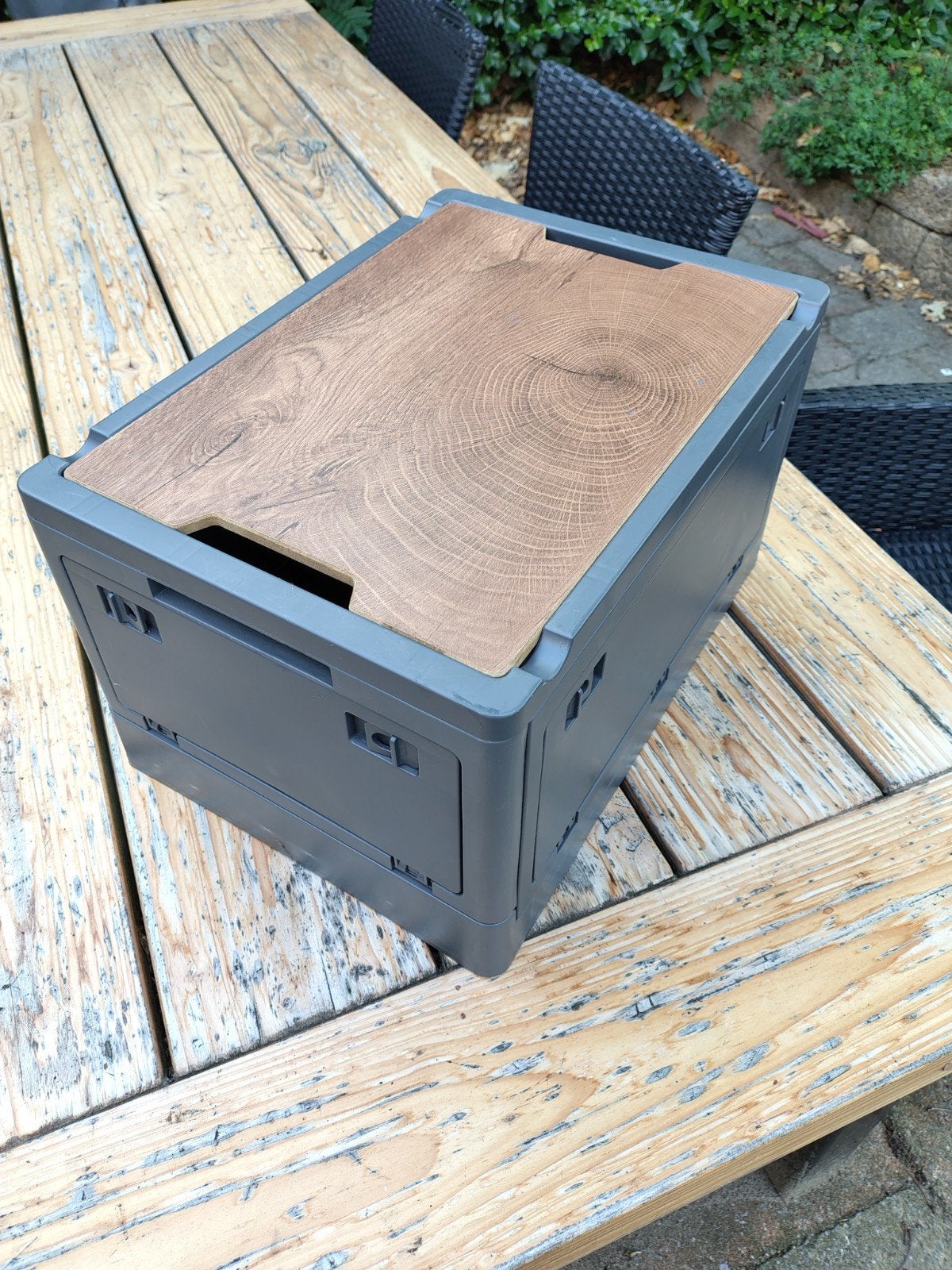 Opvouwbare opbergbox met houten deksel, Ophalen, Minder dan 50 cm, Minder dan 50 cm, Zo goed als nieuw