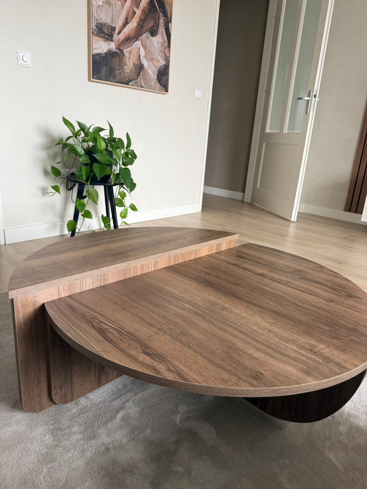 Ronde mangohouten salontafel. Moet zsm weg!, Ophalen, Gebruikt, 100 tot 150 cm, 50 tot 100 cm