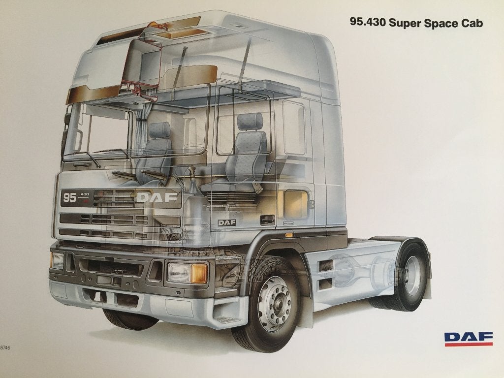 4x DAF 95 430 + 95 500 Super Space Cab brochures folders, Ophalen of Verzenden, Zo goed als nieuw, Overige merken