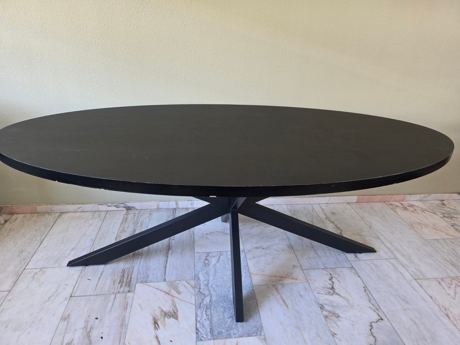 Ovale zwarte salontafel 210cm x 110cm, Huis en Inrichting, 50 – 75, Gebruikt, 100 tot 150 cm, 200 cm of meer