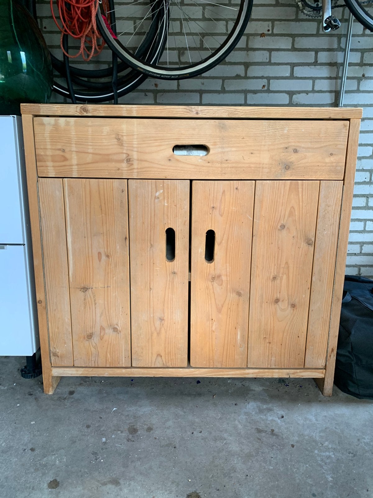 Mooie commode van steigerhout, Ophalen, Gebruikt, 50 tot 70 cm, 100 cm of meer