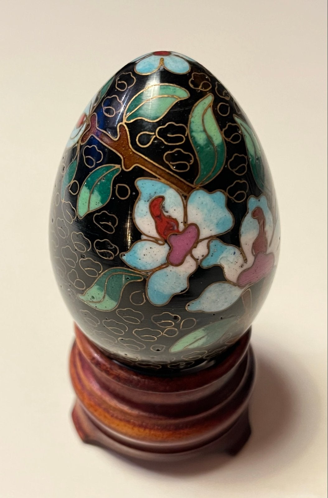 Cloisonné ei op standaard - Handgemaakt met bloemmotief, Ophalen of Verzenden