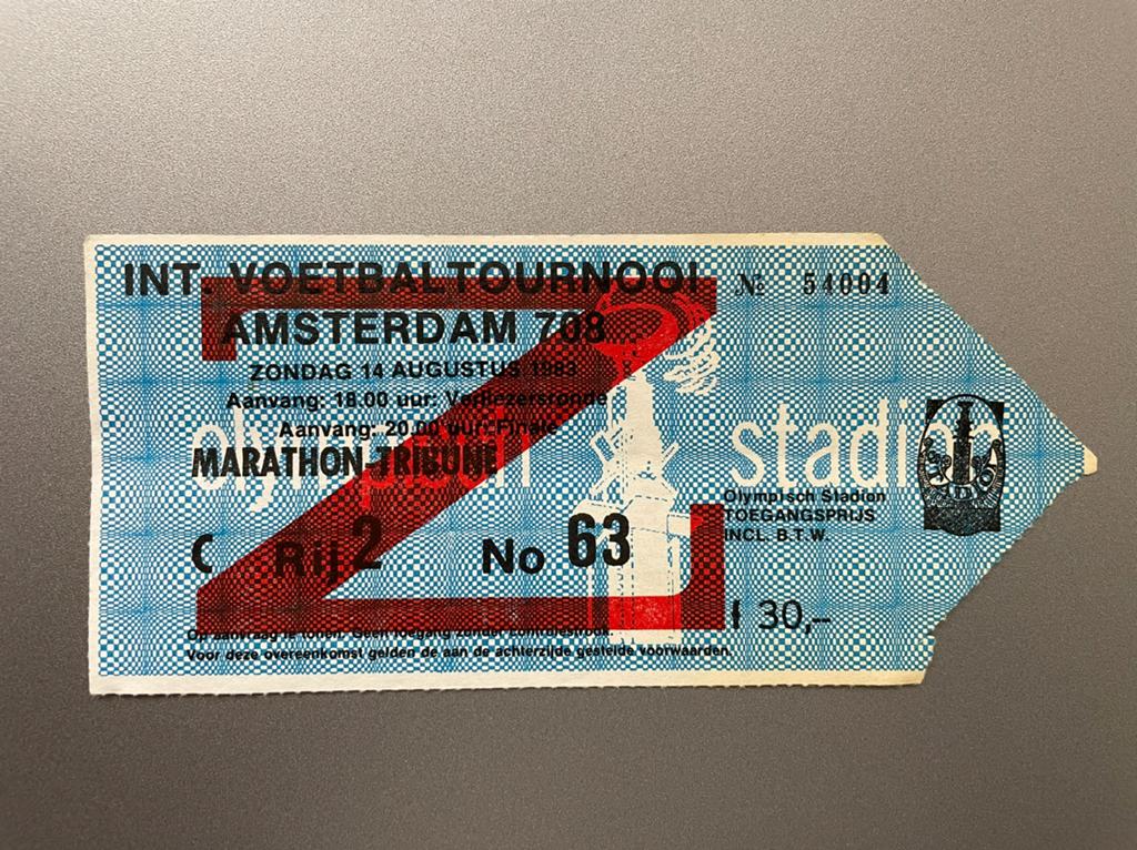 Ticket Ajax - Int. Voetbaltournooi 708 (1983), Verzamelen, Sportartikelen en Voetbal, Verzenden, Gebruikt, Ajax, Overige typen