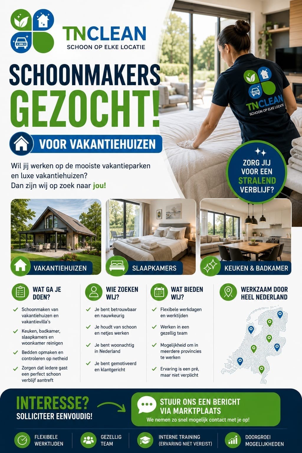 Wij zijn opzoek naar schoonmaaksters!, Starter, Overige vormen, Overige niveaus, Geschikt als bijbaan