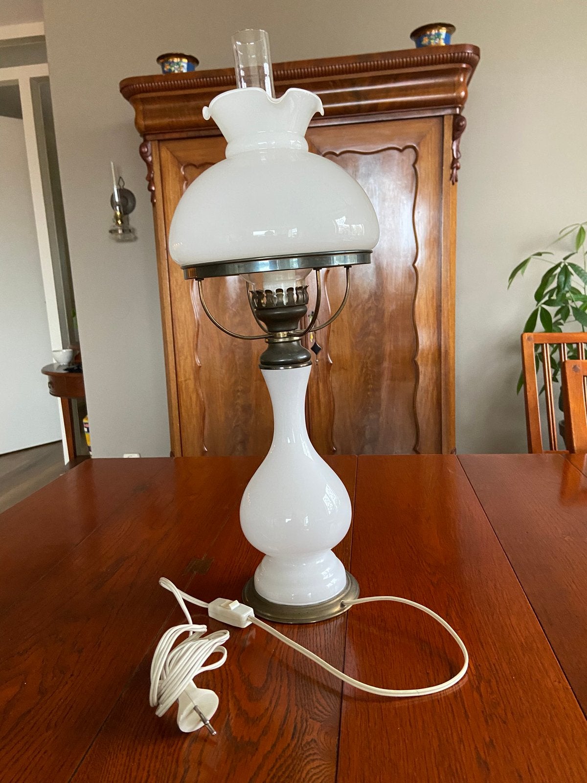 Electrische petroleumlamp, Huis en Inrichting, Ophalen, Gebruikt, Vintage, 60 cm