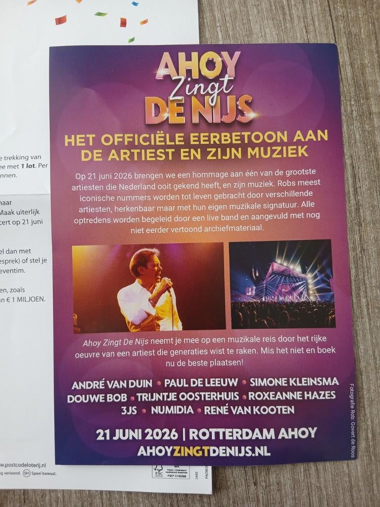 Kaartjes Ahoy zingt de Nijs 21 junj, Tickets en Kaartjes, Twee personen
