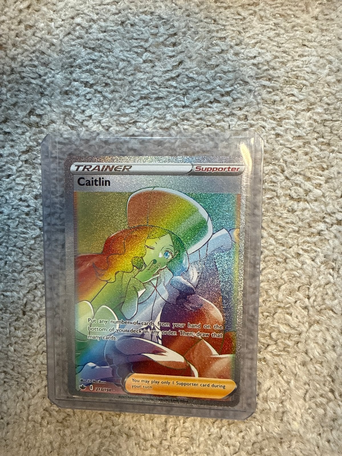 Pokémon TCG Caitlin Full Art Rainbow Trainer Kaart, Ophalen of Verzenden, Zo goed als nieuw, Losse kaart, Foil