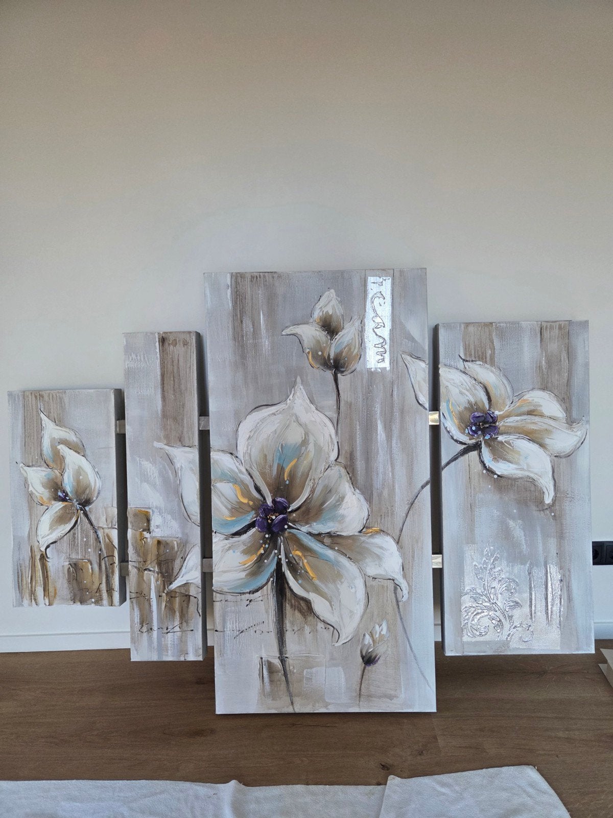Schilderij met structuur - Bloemen, Ophalen