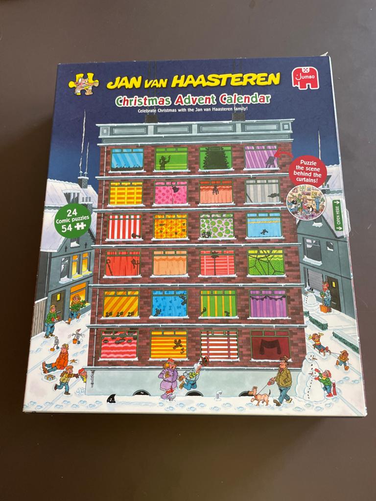 Jan van Haasteren Kerst Adventskalender Puzzel, Ophalen of Verzenden, Minder dan 500 stukjes, Zo goed als nieuw, Legpuzzel