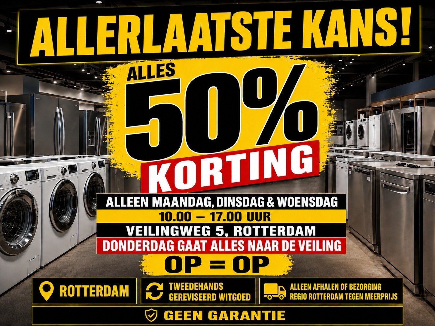 Laatste Kans: 50% Korting op Witgoed in Rotterdam!, Witgoed en Apparatuur, Wasmachines, Ophalen of Verzenden, Gebruikt