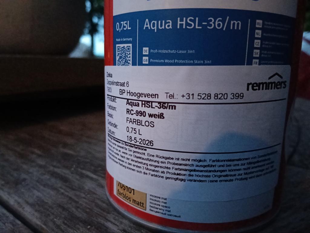Remmers Aqua HSL-36/m witte beits 0.75L, Ophalen of Verzenden