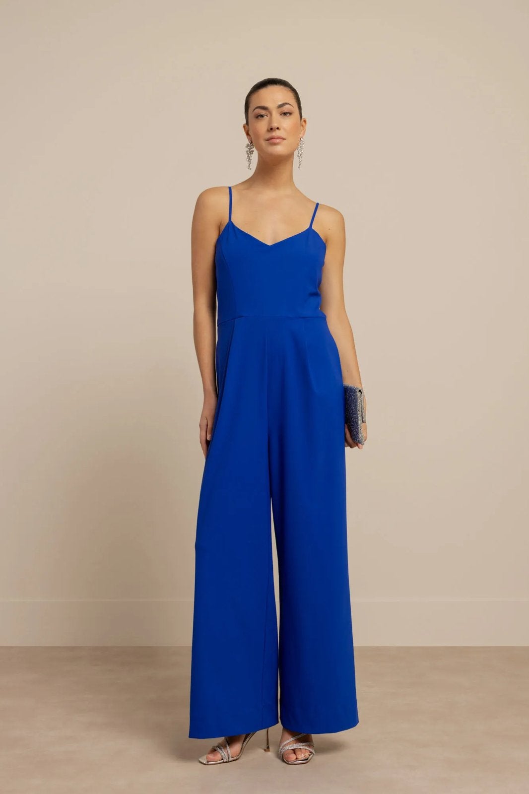 Studio Anneloes electric blue jumpsuit heavy travelstof mt L, Ophalen of Verzenden, Nieuw, Maat 42/44 (L), Blauw