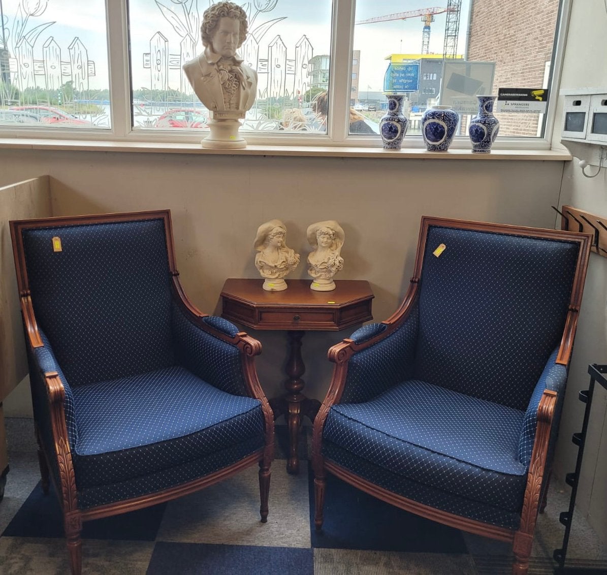 Set 2 klassieke fauteuils /armstoelen Lodewijck XVI - stijl, Ophalen, Hout, Onbekend, 75 tot 100 cm