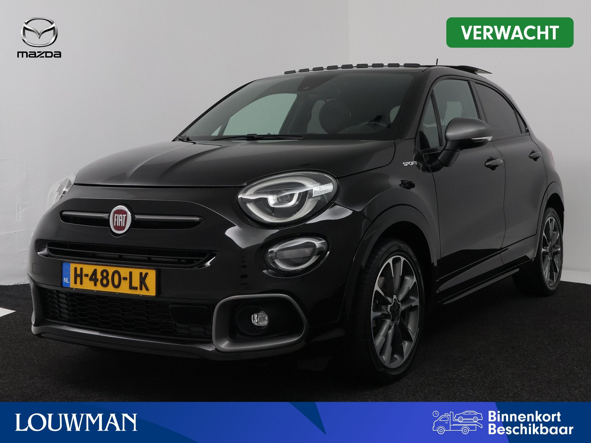 Fiat 500X 1.3 GSE Sport | Panoramadak | Climate Control | Na, Auto's, 12 maanden, Gebruikt, 4 cilinders, Zwart
