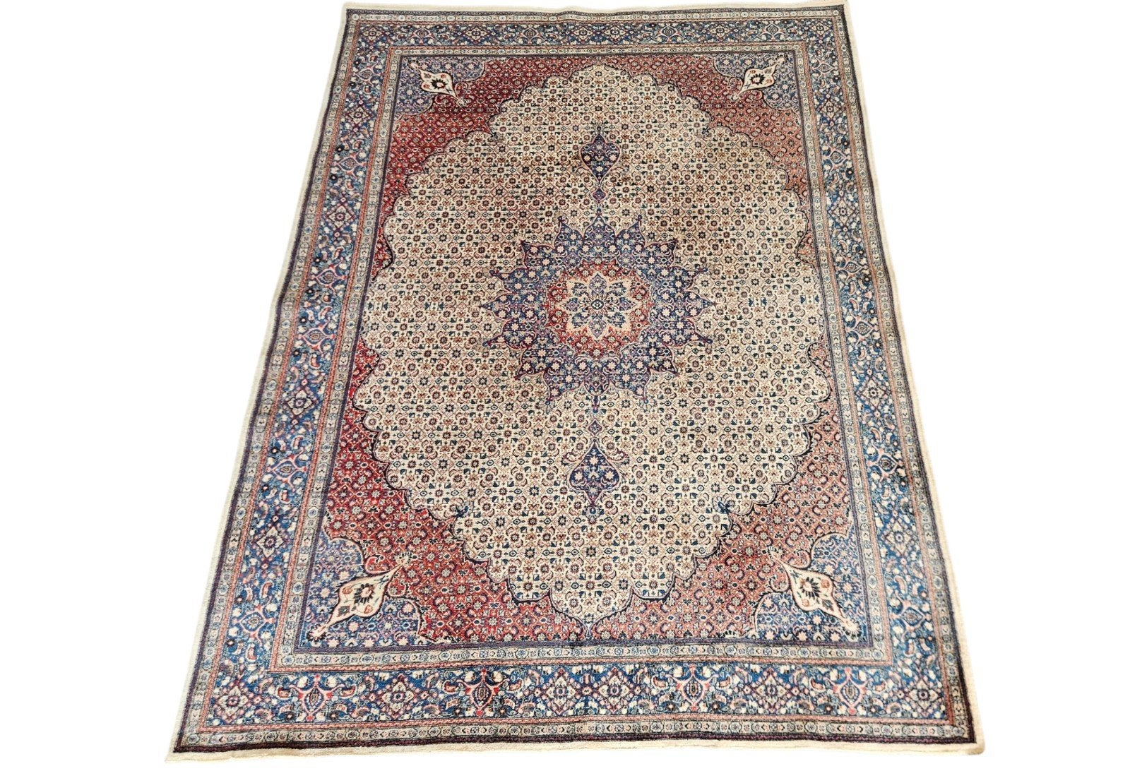 Handmade Persian wool Moud carpet medallion Iran 278x385cm