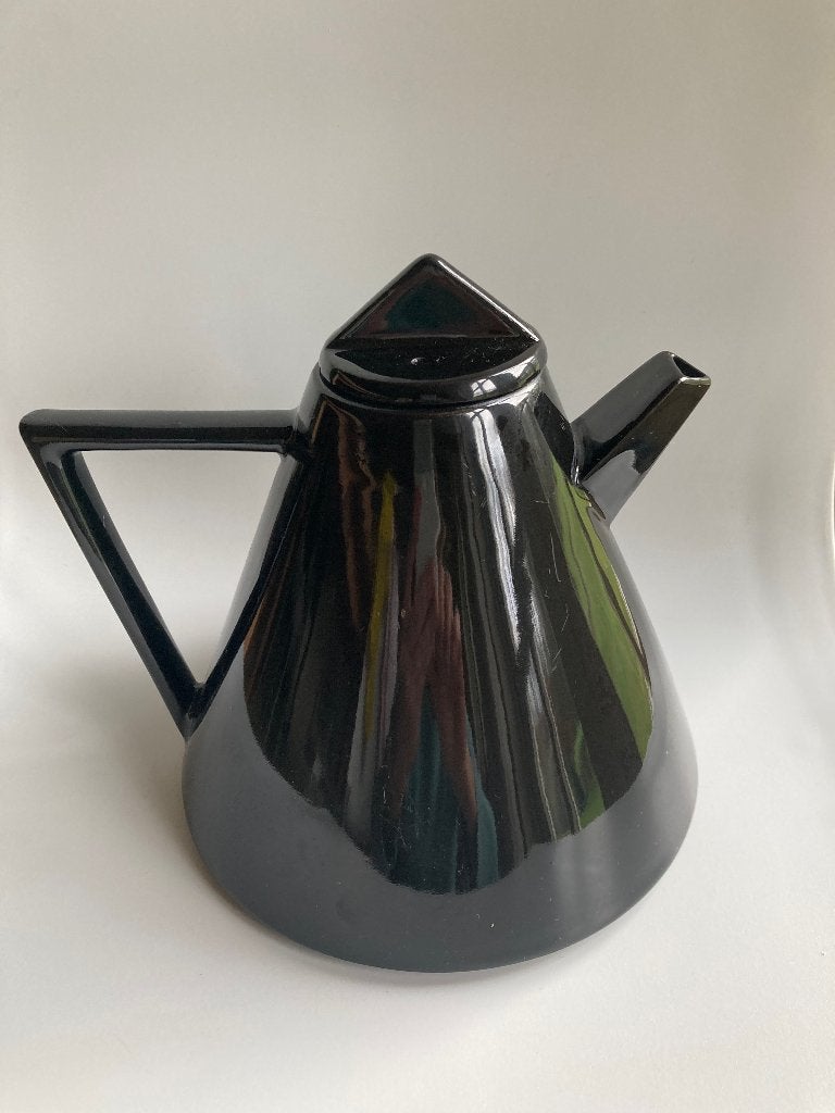Vintage jaren 80 zwart Memphis stijl design theepot kopjes, Overige materialen, N, N, Ophalen of Verzenden
