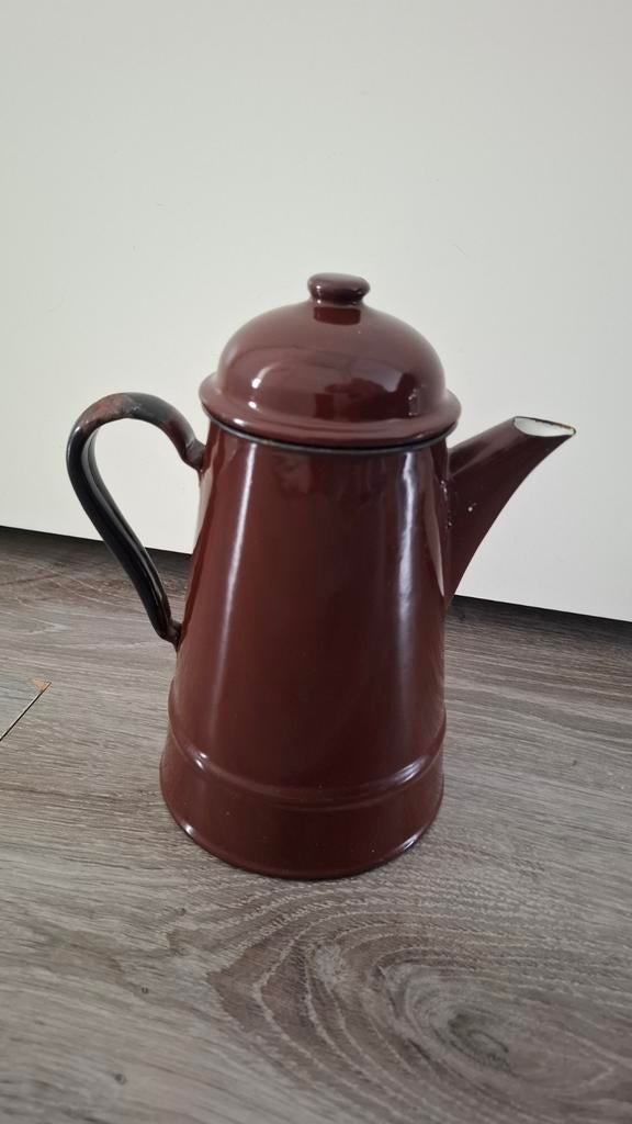 Vintage emaille koffiepot - Bruin, Ophalen of Verzenden
