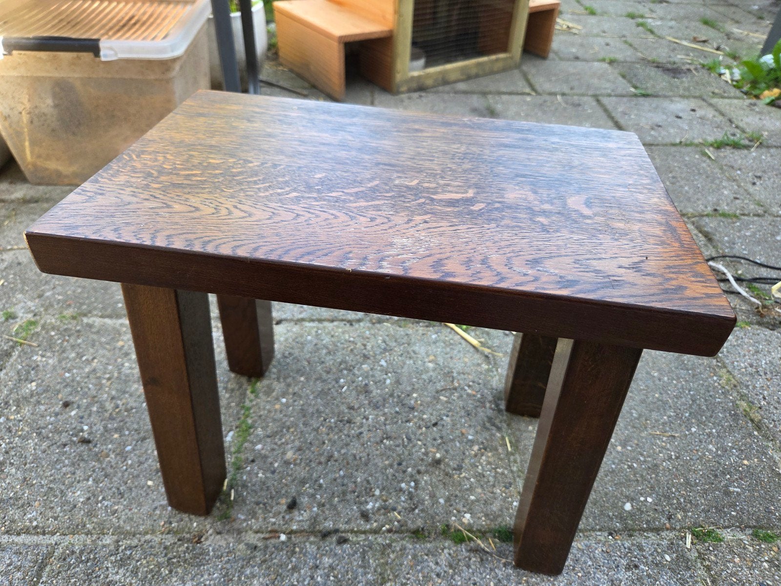 vintage massief Houten krukje/bijzettafel, Ophalen, Minder dan 45 cm, Minder dan 55 cm, Gebruikt