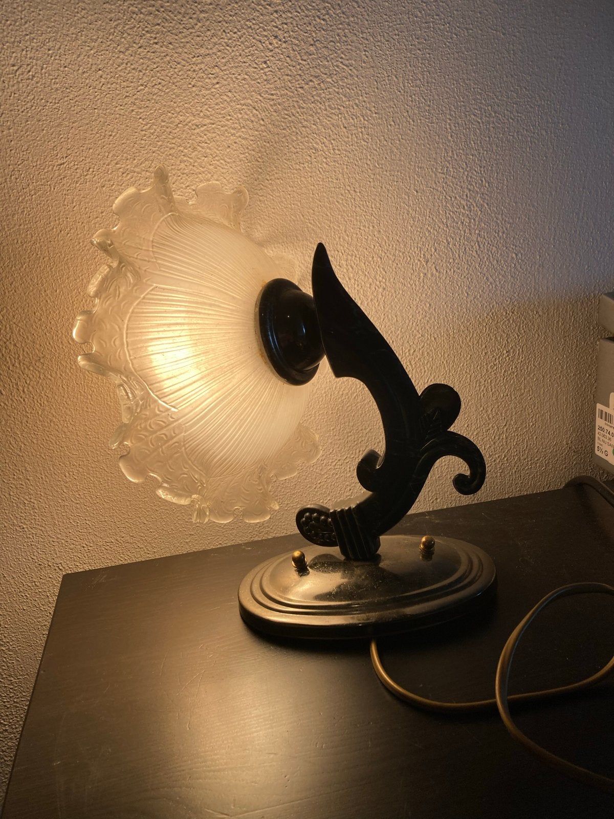 Jugendstil wandlampje met imitatie marmer armatuur, Ophalen of Verzenden