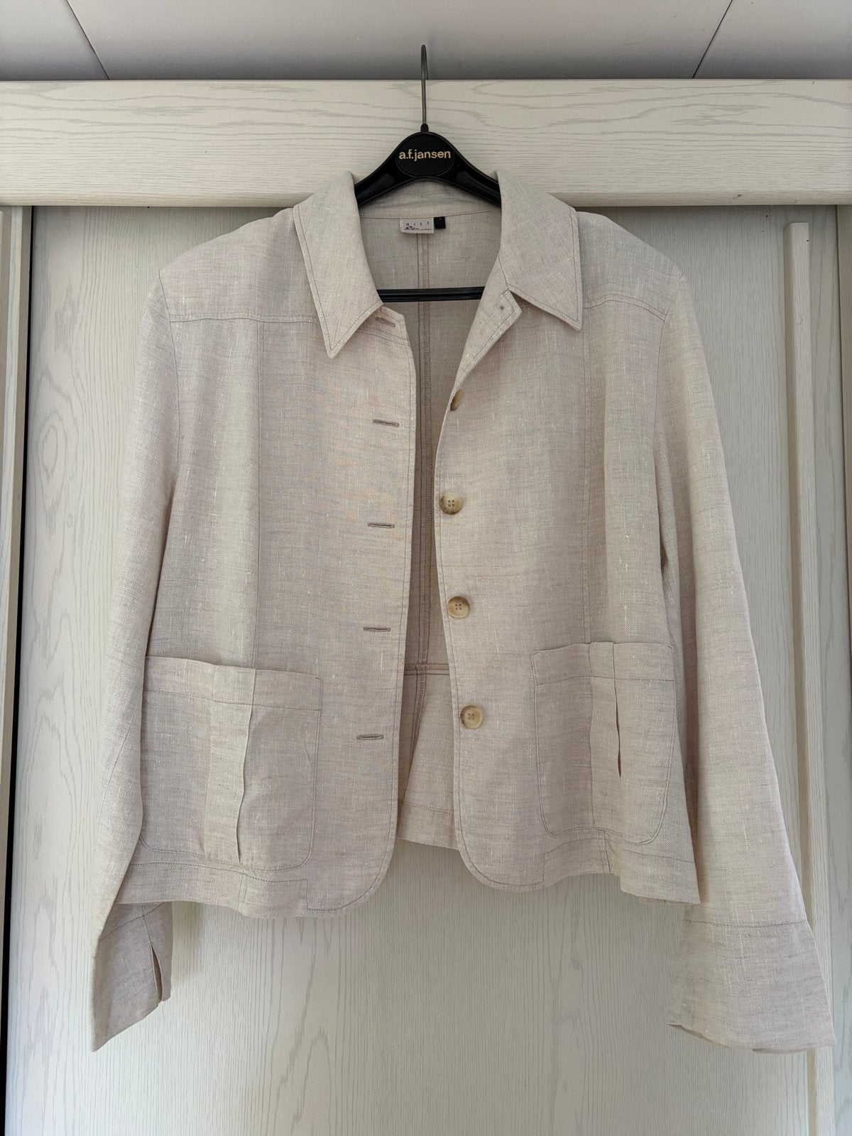Miss Etam linnen blazer en broek set, Ophalen of Verzenden, Maat 42/44 (L), Beige, Lang