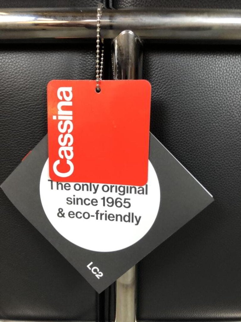 Cassina LC2 Bank 3-Zits Zwart Leer, Niet ingevuld, Nieuw, Niet ingevuld, Niet ingevuld