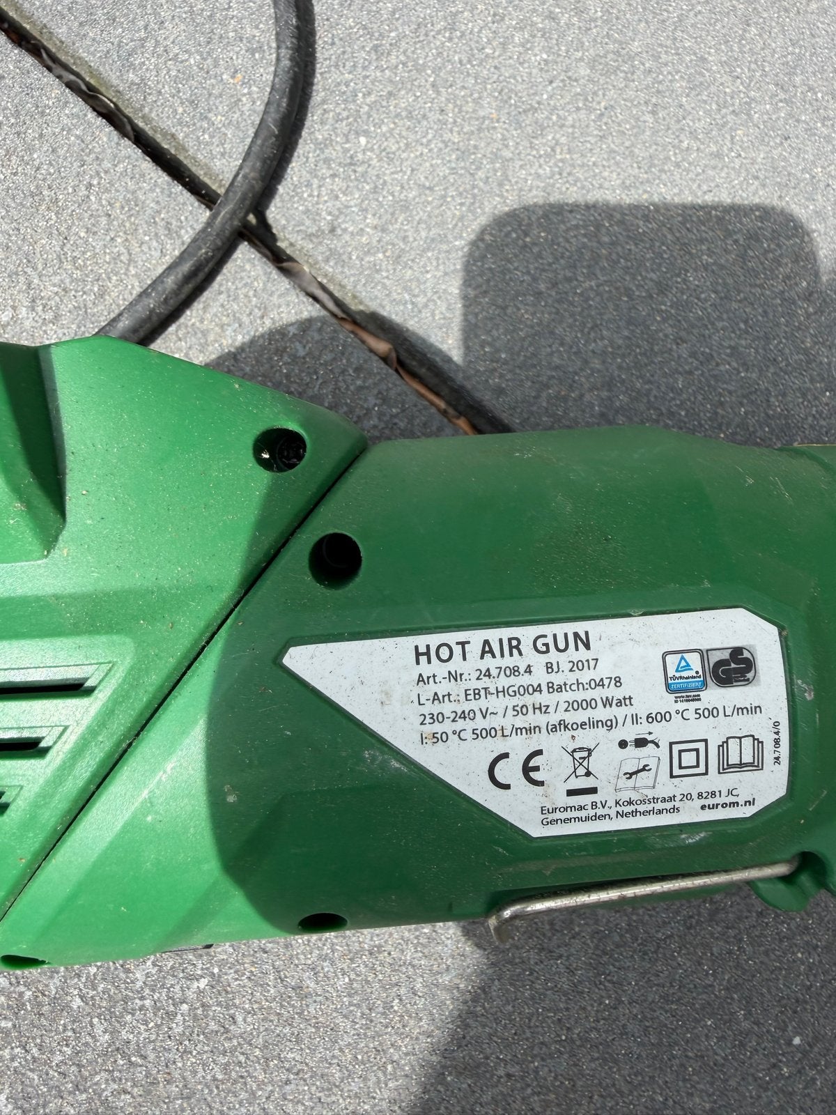 Onkruidbrander / Hot Air Gun - Euromac, Ophalen of Verzenden, Zo goed als nieuw