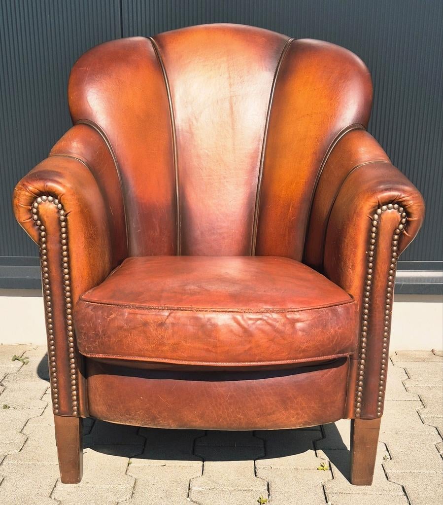 Clubfauteuil van schapenleer, Ophalen of Verzenden