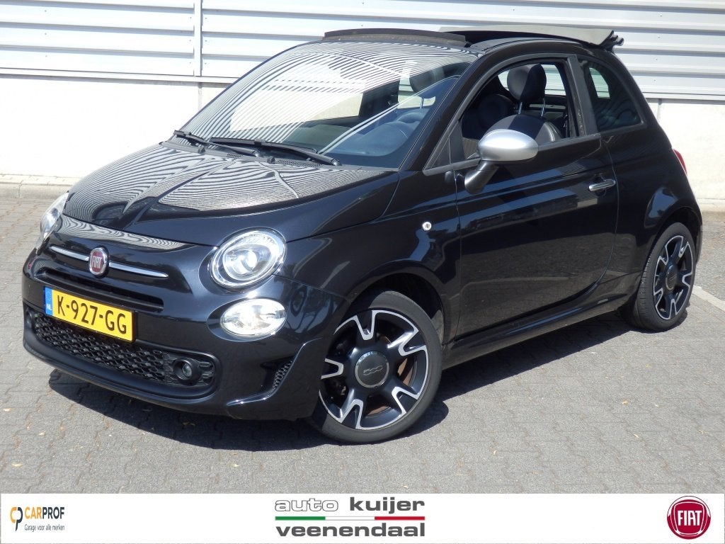 Fiat 500C Hybride | Rockstar | Cabrio | Sport uitv. | Apple, Auto's, Keurmerk '100% Onderhouden', 4 stoelen, Leder en Stof, Zwart
