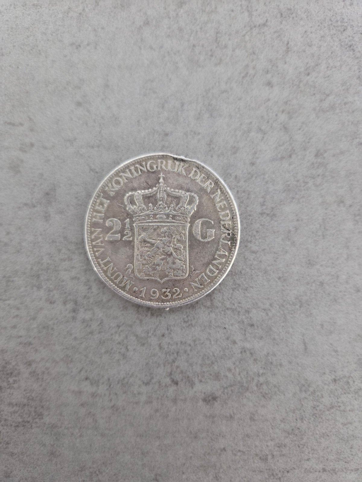 Zilveren 2,5 Gulden Munt 1932 Koningin Wilhelmina, Ophalen, Zilver, Koningin Wilhelmina, Losse munt