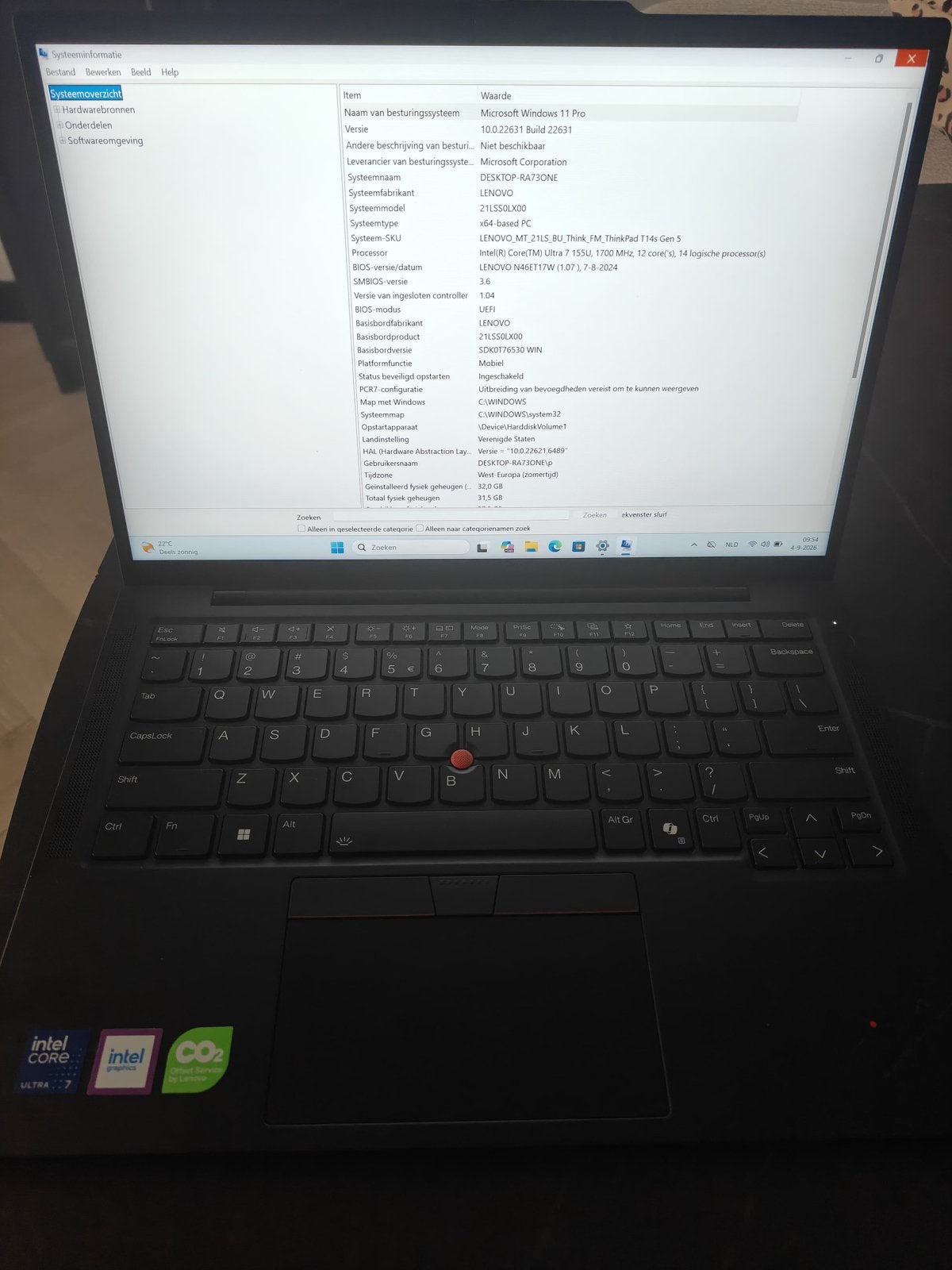 Laptop lenovo T14S gen5, Computers en Software, Qwerty, Minder dan 2 Ghz, Nieuw, 14 inch