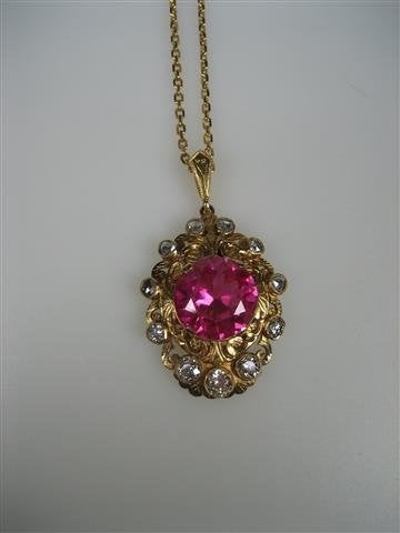 Antieke Gouden 21,6 karaat hanger met Briljanten uit 1906, Verzenden, Goud, Hanger, Met edelsteen