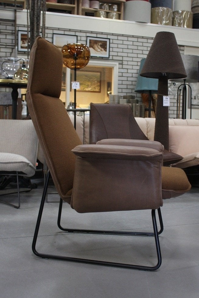 Luxe moderne fauteuil ORIGAMI Jess Design metaal leer stof, Ophalen, Modern design, Leer, 75 tot 100 cm