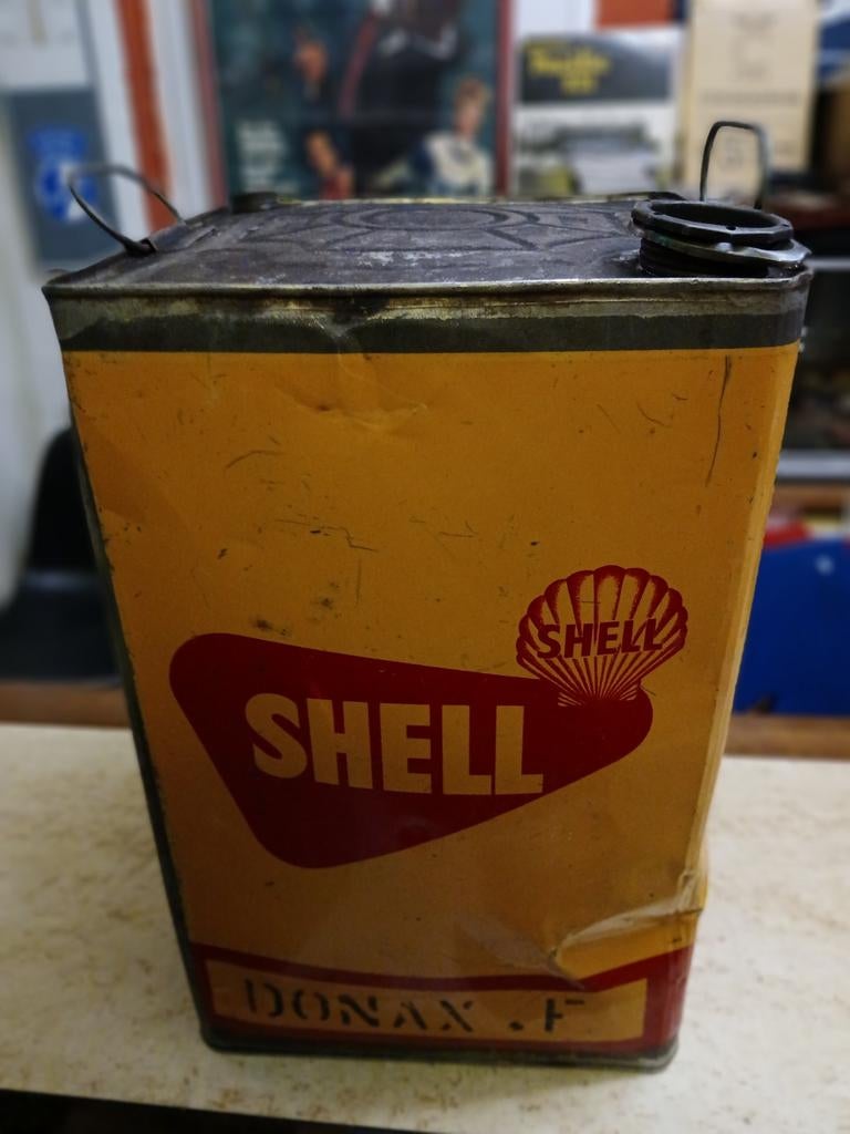 Oud Shell olieblik groot 20 liter, Ophalen of Verzenden, Gebruikt, Overige