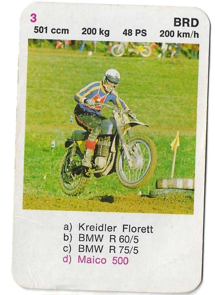 Kwartetkaart Maico 500, Ophalen of Verzenden, Gebruikt, Motoren
