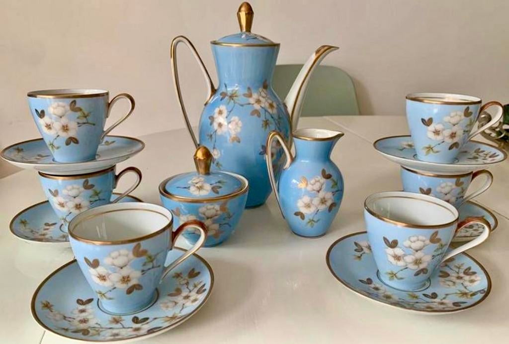 Mokkaservies Rudolf Wächter Bavaria ca 1920, Antiek en Kunst, Antiek | Servies compleet, Ophalen of Verzenden