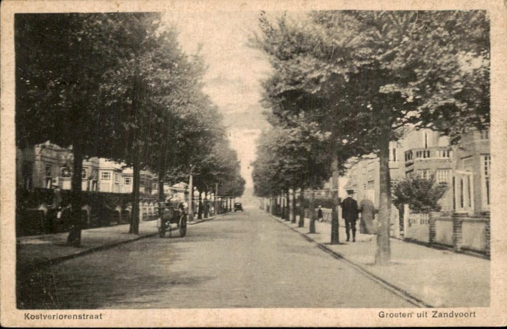 Zandvoort - Kostverlorenstraat - Straatzicht, Ophalen of Verzenden, 1920 tot 1940, Gelopen, Noord-Holland