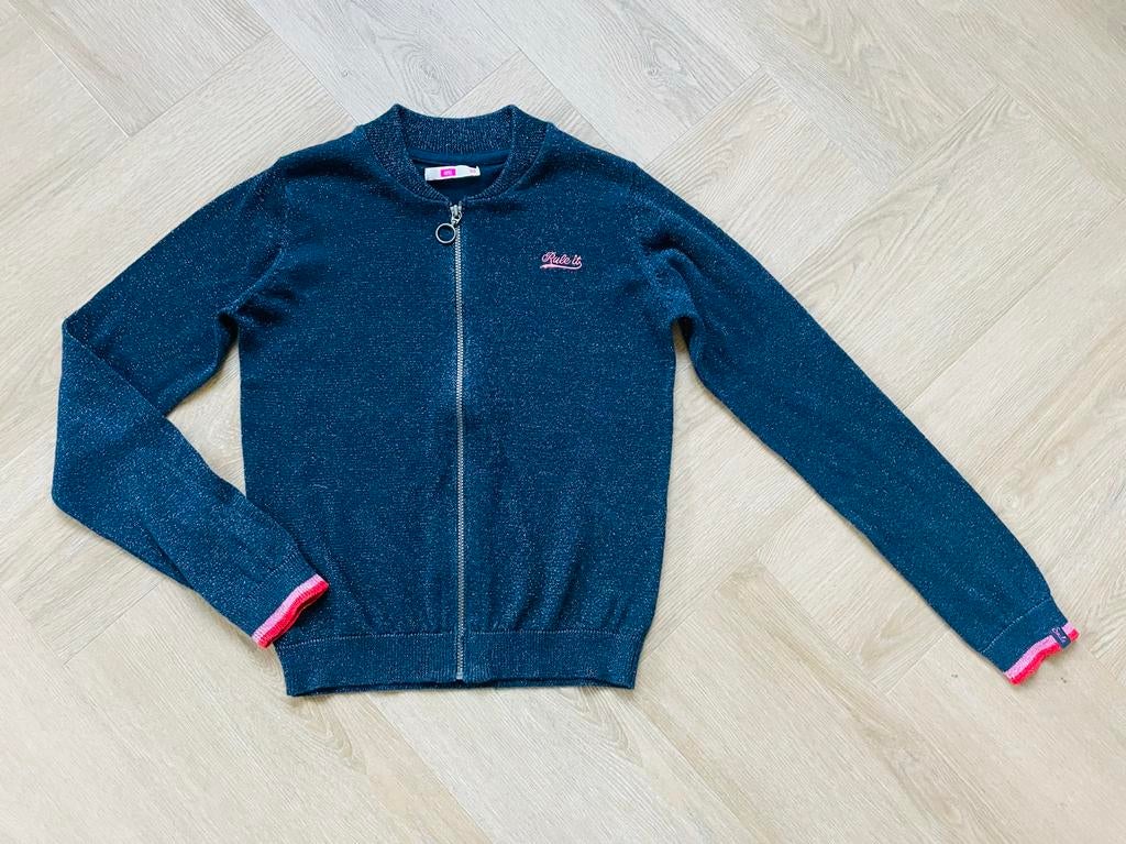 WE mooi Blauw vestje maat 134, Kinderen en Baby's, Kinderkleding | Maat 134, Verzenden, Zo goed als nieuw, Meisje, Trui of Vest