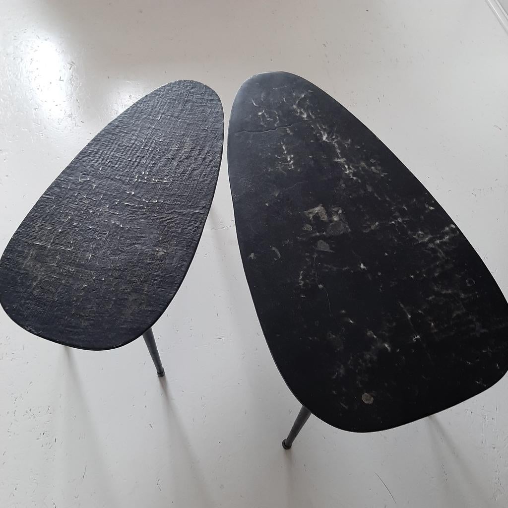 Bijzettafels set van 2 stuks, 45 tot 60 cm, Gebruikt, Metaal of Aluminium, Ophalen of Verzenden