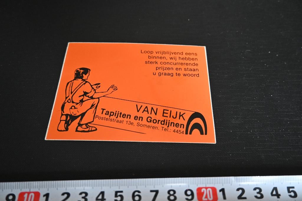 sticker Someren van Eijk Tapijten en Gordijnen Postelstraat, Verzamelen, Stickers, Zo goed als nieuw, Ophalen