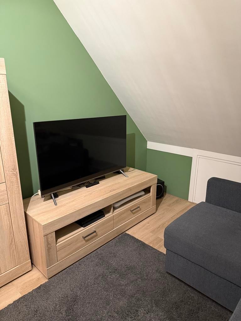 Tv meubel - DRIMMELEN (kleur: wit eiken), Ophalen, 100 tot 150 cm, DRIMMELEN serie, Zo goed als nieuw