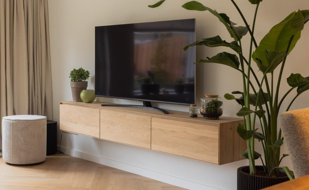 Massief eiken tv-meubel 100-300 tv meubel zwevend tv-meubel, Ophalen of Verzenden, Nieuw, 25 tot 50 cm, Minder dan 100 cm