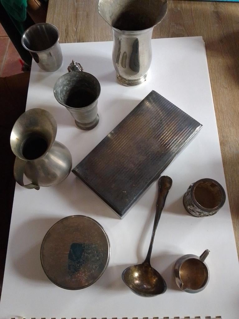 Zilver verzilverd tin, Huis en Inrichting, Woonaccessoires | Dienbladen, Ophalen of Verzenden, Metaal