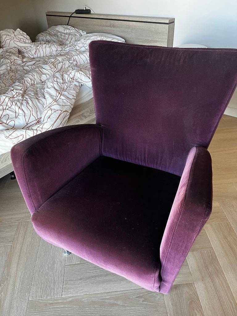 Paarse fauteuil, Huis en Inrichting, Fauteuils, Ophalen, Gebruikt, 75 tot 100 cm, 50 tot 75 cm
