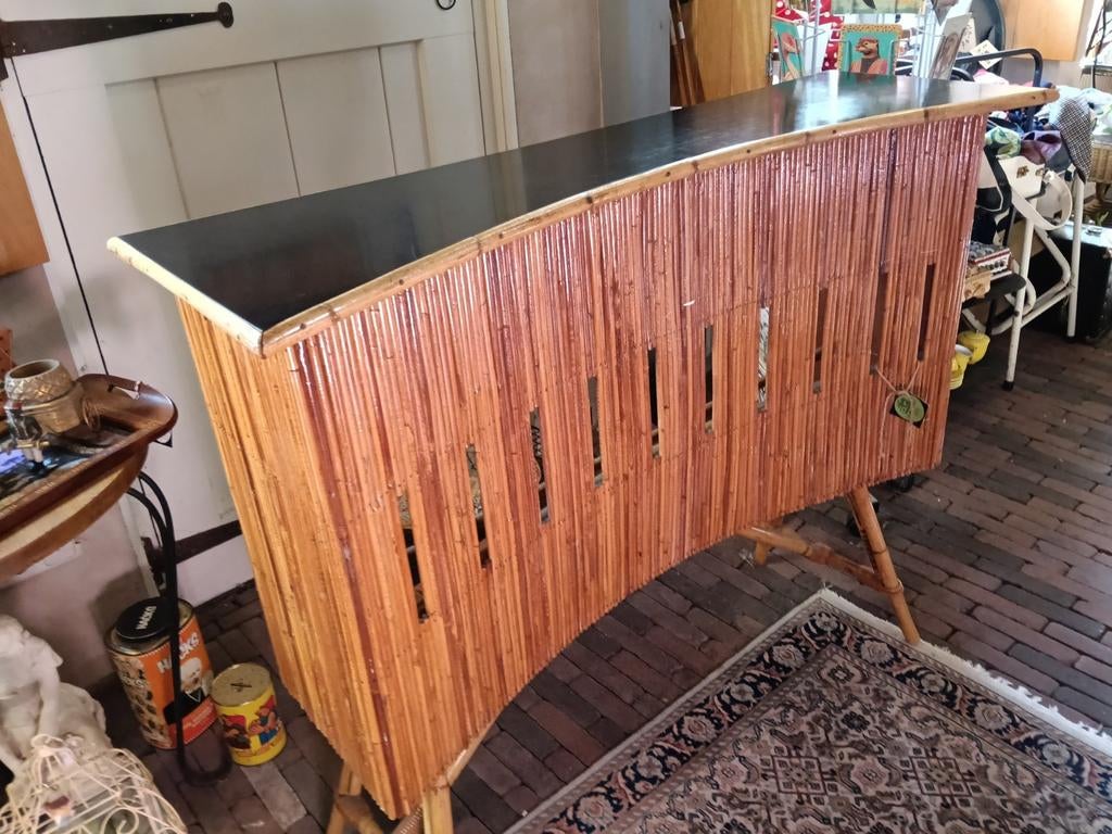Vintage Tiki Bar Rotan Jaren '60-'70, Huis en Inrichting, Ophalen, Gebruikt, Onbekend, Onbekend